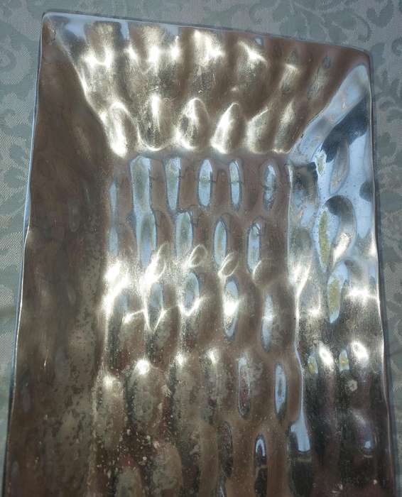 A SI COMO NO MEXICAN HAND CRAFTED PEWTER SERVING PLATTER SOLD AS IS