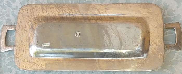 AN ART DECOR HAND MADE IN INDIA PEWTER SERVING PLATTER SOLD S IS