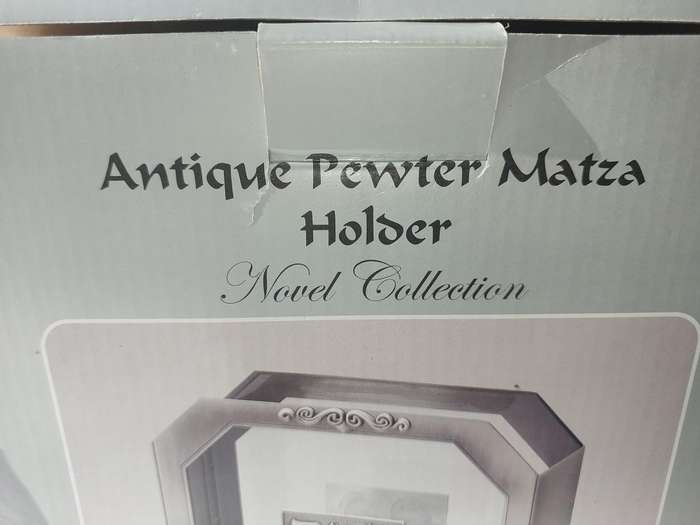Antique Pewter And Glass Matzah Holder sold as is