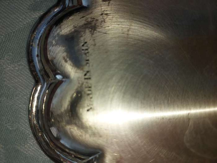 TWO ANTIQUE SERVING TRAYS SILVER PLATED SOLD AS IS