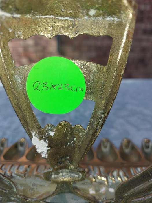A VINTAGE OLIVE BRANCH HEAVY BRONZE BRASS MENORAH MADE IN ISRAEL FROM THE 1950s PAT NUMBER 897