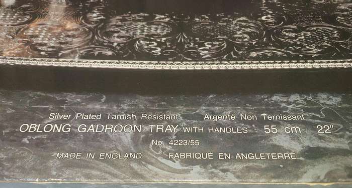A VIRTUALLY BRAND NEW CAVALIER RANGE SILVER PLATED SERVING TRAY SOLD AS IS