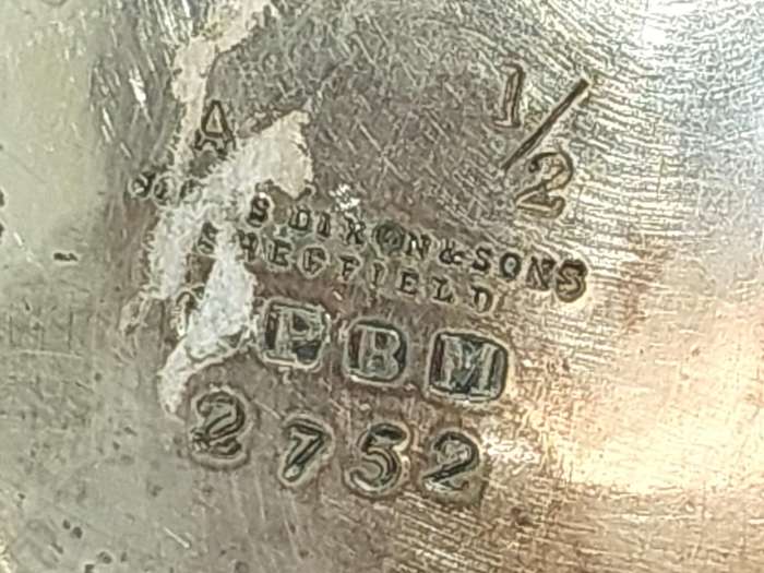 AN ANTIQUE DICKSON AND SONS SHEFFIELD ENGRAVED JUG SOLD AS IS