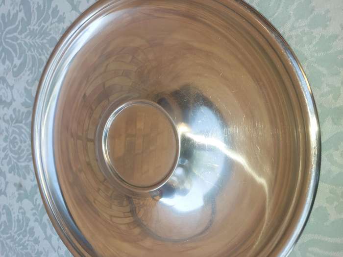 TWO STAINLESS STEEL SERVING TRAYS , SOLD AS IS