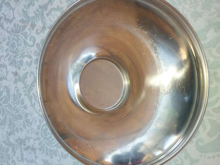 TWO STAINLESS STEEL SERVING TRAYS , SOLD AS IS