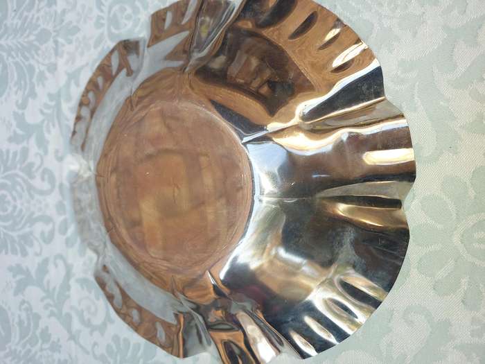 TWO STAINLESS STEEL SERVING PLATTERS SOLD AS IS