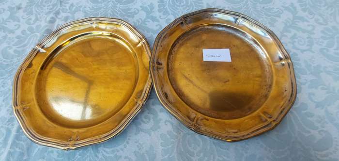 TWO VINTAGE SILVER PLATED PLATES MADE IN SWEDEN SOLD AS IS