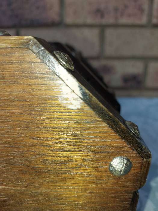 A PIRATES CHEST WOODEN JEWELRY BOX SOLD AS IS