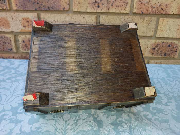 A PIRATES CHEST WOODEN JEWELRY BOX SOLD AS IS