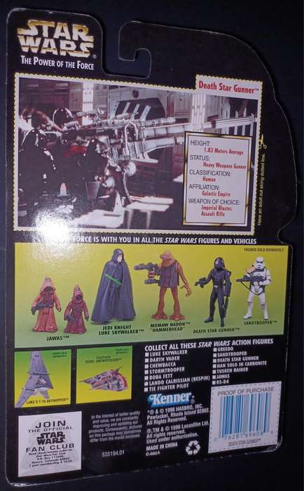 Death Star Gunner Green Card Star Wars POTF Kenner 1996ard