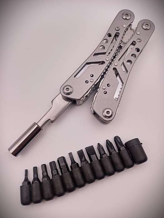 Multi-Tool Pliers with Pouch & Bit Set (Stainless Steel)