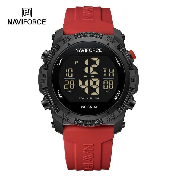 NAVIFORCE NF7104 Digital Sport Watch with Red Silicone Strap