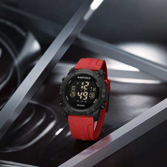 NAVIFORCE NF7104 Digital Sport Watch with Red Silicone Strap