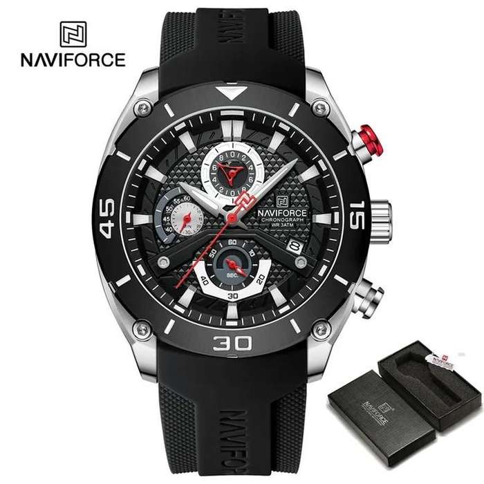 Naviforce NF8038 Chronograph Analogue Watch with Black Strap