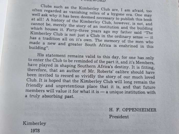 HISTORY OF THE KIMBERLEY CLUB  by BRIAN ROBERTS