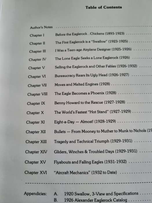 ALEXANDER EAGLEROCK A History of the Aircraft Company Col. JOHN A  de VRIES  (  aviation )