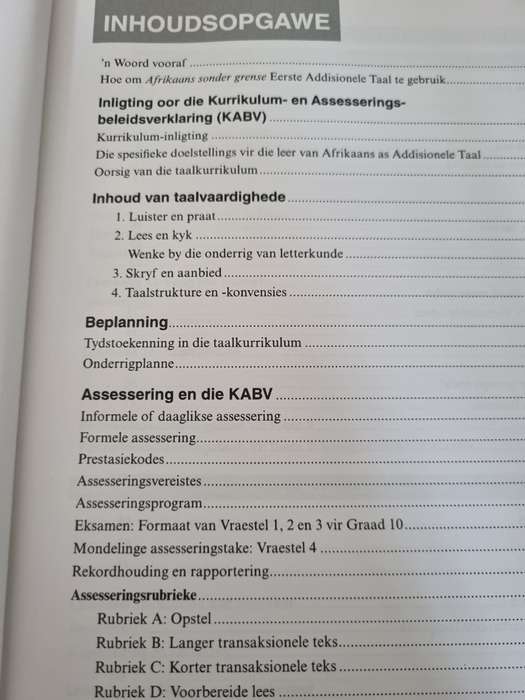 AFRIKAANS SONDER GRENSE 10 Eerste Additionele Taal ONDERWYSERSGIDS