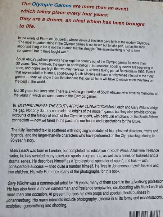 OLYMPIC DREAM THE SOUTH AFRICAN CONNECTION MARK LEACH GARY WILKINS  1992 BARCELONA sports athletics