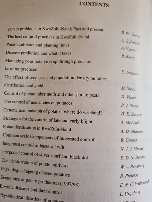 POTATO SHORT COURSE Potato Prod in SA Emphasis KZN compiled LIZELLE URQUHART  agriculture farming