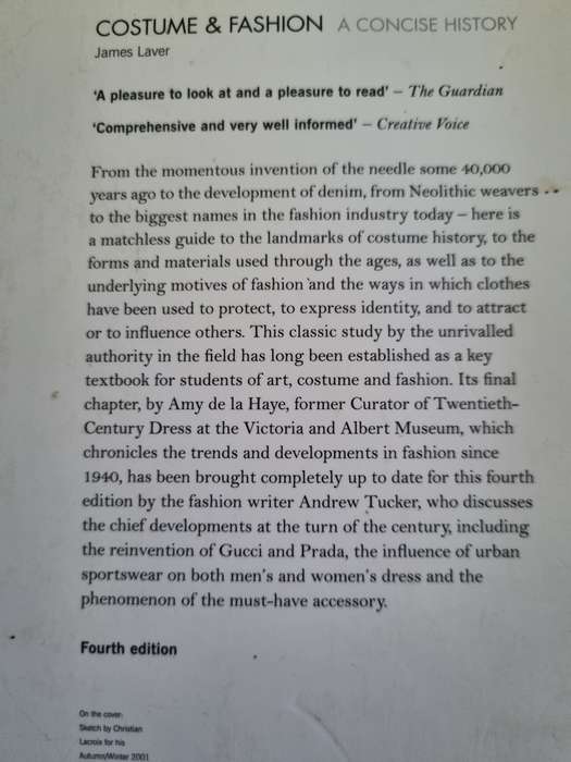 COSTUME AND FASHION A CONCISE HISTORY JAMES LAVER 4th Ed 2010 THAMES & HUDSON World of Art clothes