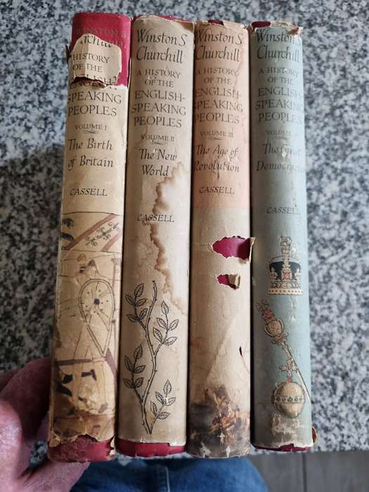 CHURCHILL'S A HISTORY OF THE ENGLISH SPEAKING PEOPLES WINSTON S CHURCHILL  all four books D/j Poor