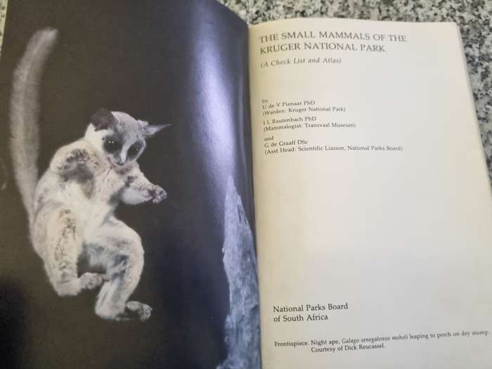 THE SMALL MAMMALS OF THE KRUGER NATIONAL PARK Check List & Atlas U DE V PIENAAR et al