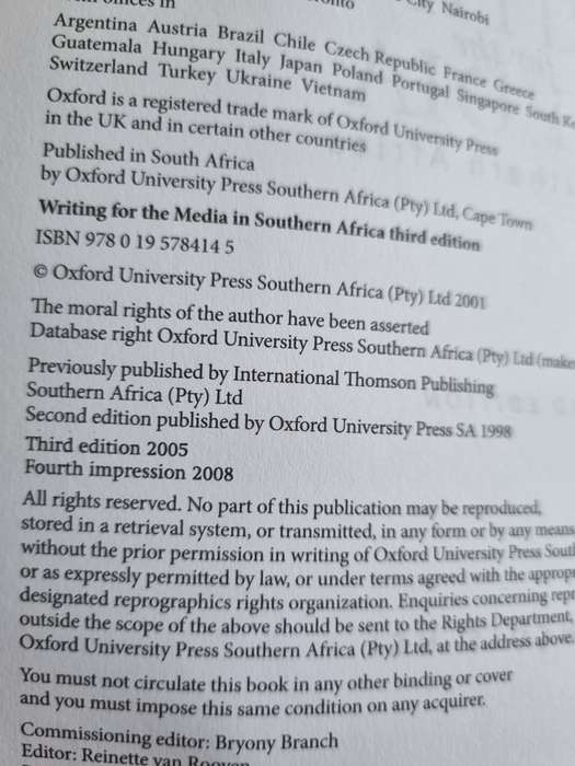 WRITING FOR THE MEDIA IN SOUTHERN AFRICA FRANCOIS NEL 3rd Edition 2008 journalism like new