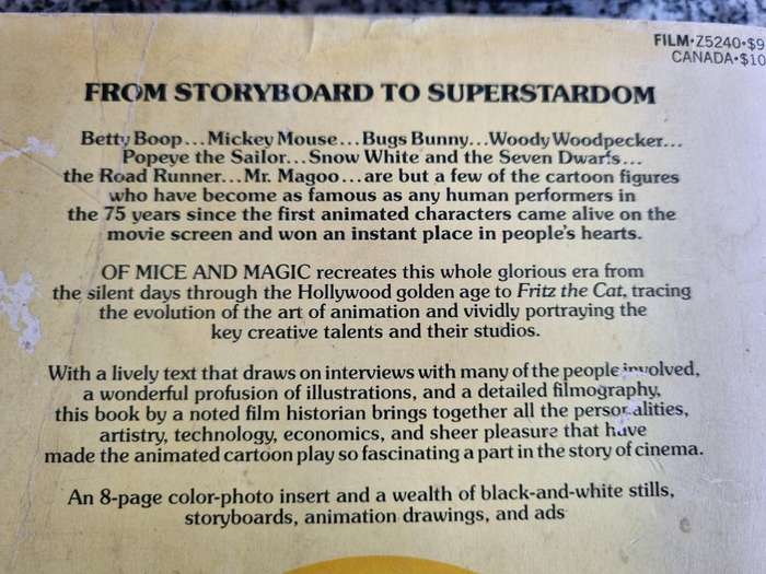 OF MICE and Magic A history of ANIMATED CARTOONS LEONARD MALTIN  ( note condition - a reading copy )