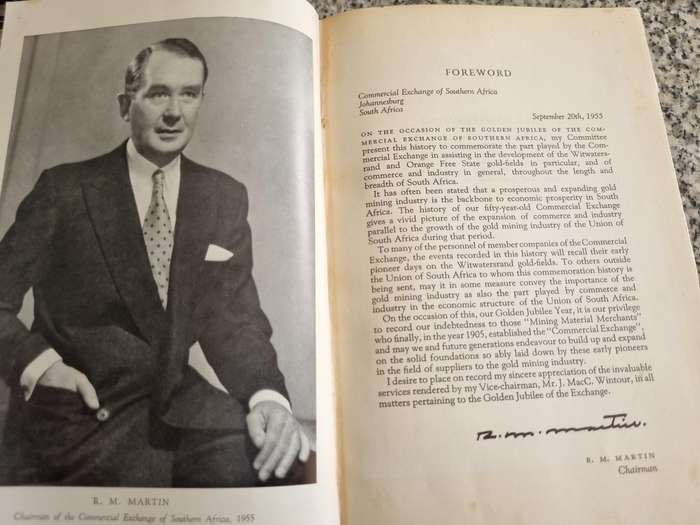 History of the COMMERCIAL EXCHANGE of SOUTHERN AFRICA 1905 - 1955