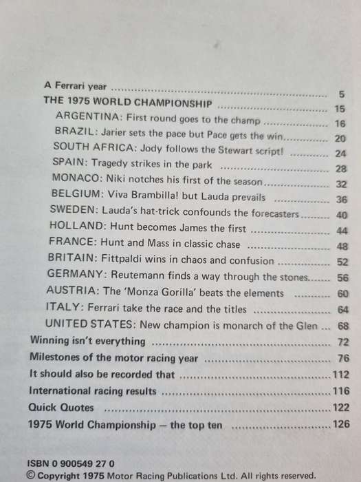 MOTOR RACING YEAR 1977 Edition - see Contents  4 pges 1976 World Championship at Kyalami Grand Prix