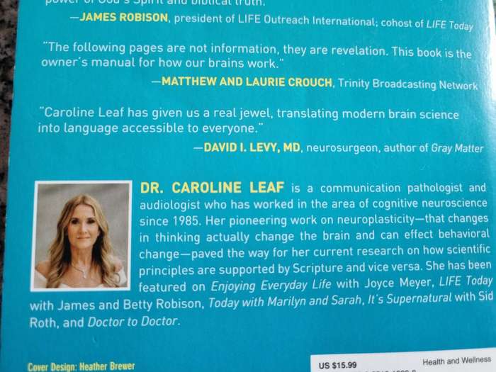 2 Books by Dr CAROLINE LEAF The PERFECT YOU  A Blueprint for Identity plus SWITCH ON YOUR BRAIN