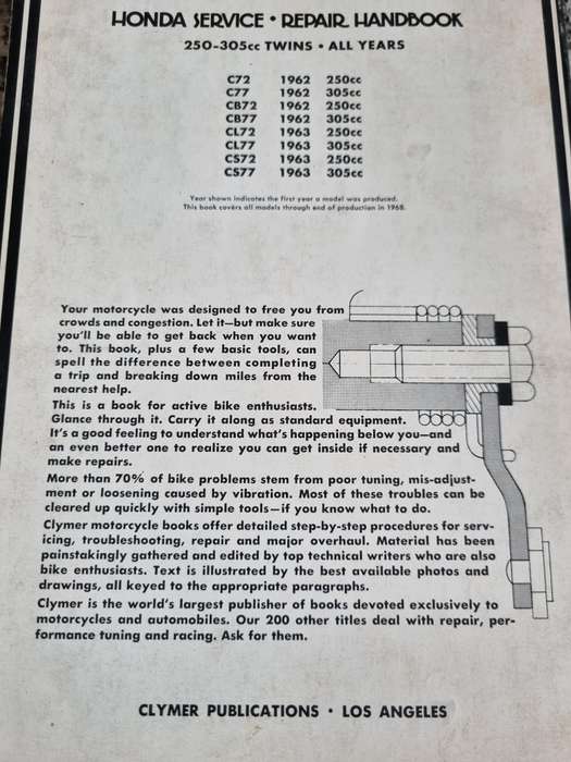 CLYMER HONDA SERVICE REPAIR HANDBOOK 250cc Twins All Years motorcycle