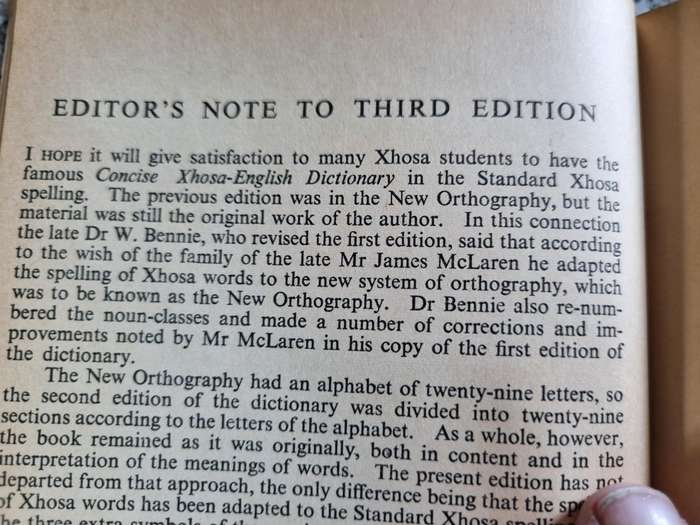 2 BOOKS , A NEW CONCISE XHOSA ENGLISH DICTIONARY J McLAREN plus AFRIKAANS XHOSA ENGLISH TRILINGUAL