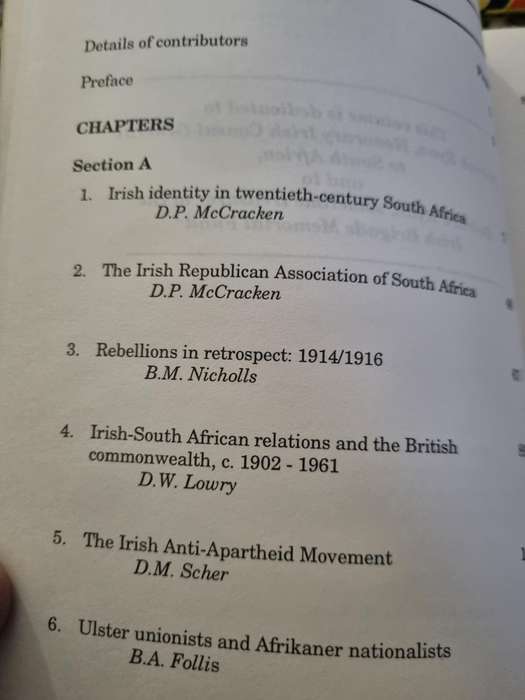 IRELAND and SOUTH AFRICA in MODERN TIMES Southern African IRISH STUDIES Ed. DONAL P McCRACKEN Vol. 3