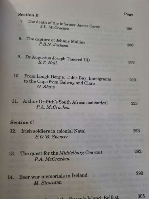 IRELAND and SOUTH AFRICA in MODERN TIMES Southern African IRISH STUDIES Ed. DONAL P McCRACKEN Vol. 3