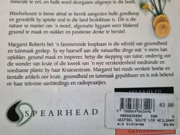 MARGARET ROBERTS WEEFSELSOUTE VIR HEILSAAMHEID