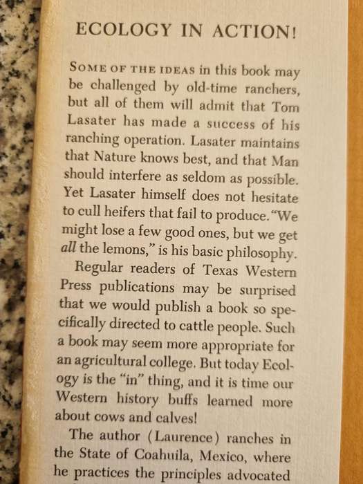 THE LASATER PHILOSOPHY OF CATTLE RAISING by LAURENCE M LASATER 1972  cattle farming