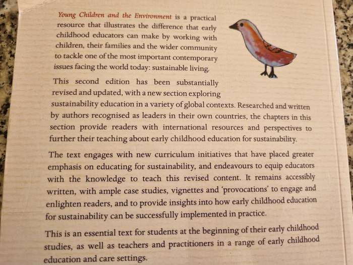 YOUNG CHILDREN and the ENVIROMENT Early education for Sustainability Ed. JULIE M DAVIS 2nd Ed.