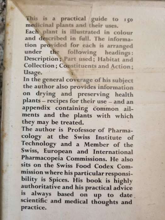 MEDICINAL PLANTS Prof. HANS FLUCK Translated by Prof. J M ROWSON 1976 please note the description