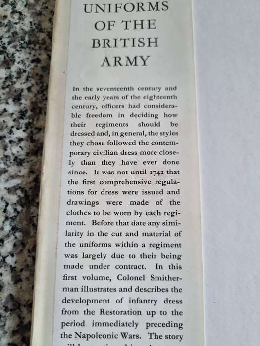 INFANTRY UNIFORMS of the BRITISH ARMY First Series 1660 -1790 P H SMITHERMAN 1965