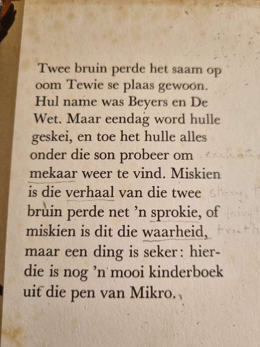 DIE TWEE BRUIN PERDE VAN OOM TEWIE MIKRO Eerste Druk 1967