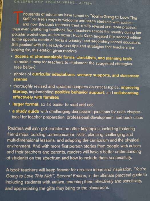 YOU'RE GOING TO LOVE THIS KID Teaching Kids Autism in the inclusive classroom P Kluth 2nd Edition