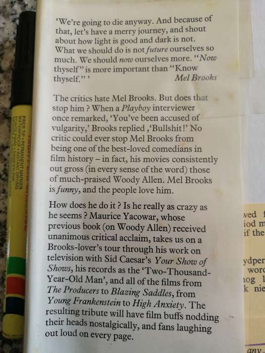 THE COMIC ART OF MEL BROOKS MAURICE  YACOWAR ( films acting comedian actor cinema )
