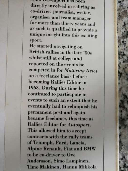 THE GUINNESS BOOK OF RALLYING JOHN DAVENPORT (  rally motorsport motor racing )