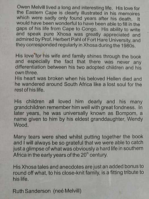HIS STORY AND Xhosaland Anecdotes   OWEN FRED TOZER MILVILL 16 01 1903 - 27 06 1990 RUTH SANDERSON