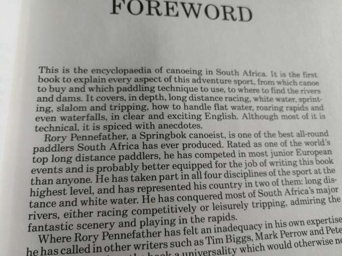 CANOEING IN SOUTH AFRICA  by and SIGNED  by RORY PENNEFATHER ( paddling Kayak  canoeing  technique