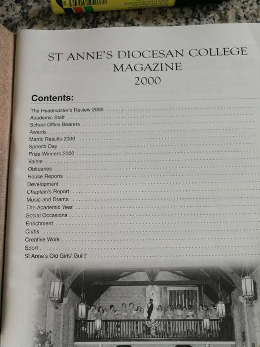 St ANNE'S DIOCESAN COLLEGE 2000 MAGAZINE (Hilton KZN Girls School )