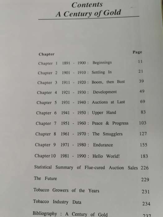 1890 - 1990 TOBACCO A CENTURY of GOLD TRISH MBANGA ( a tribute to an industry ) Rhodesia Zimbabwe