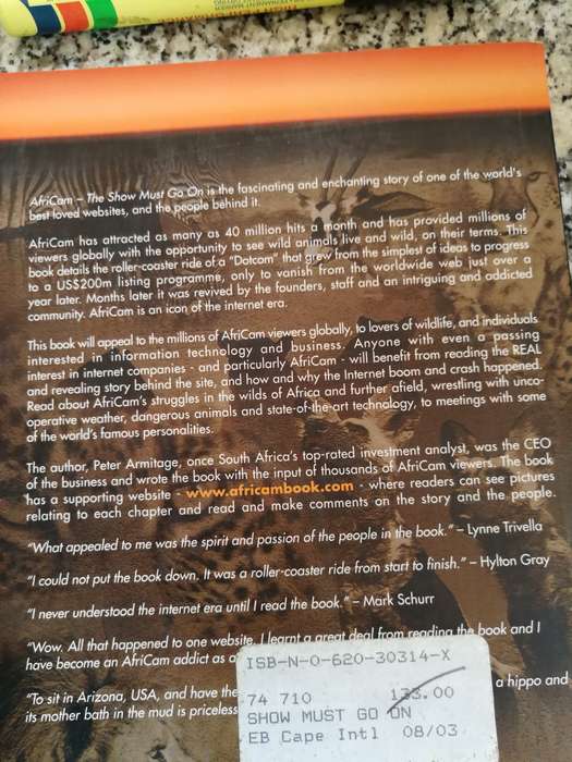 Website Africam Book The Show Must Go On PETER ARMATAGE  The story behind the internet site wildlife