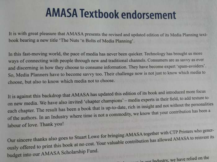 THE NUTS 'n BOLTS OF MEDIA PLANNING A Comprehensive Industry Guide Fourth Ed. 2011 AMASA